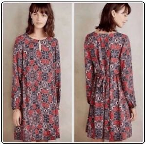 ANTHROPOLOGIE Paper Crown Wom XS Floral boho Long Sleeve Cottagecore shift dress